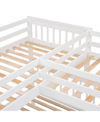 Streamdale Twin L-Shaped Bunk Bed w/ Desk, Wardrobe & 3 Drawers, White