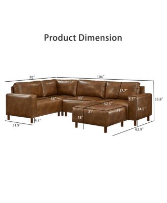 Streamdale Modern Luxury 5-Piece Modular Sectional Sofa with Ottoman, Brown