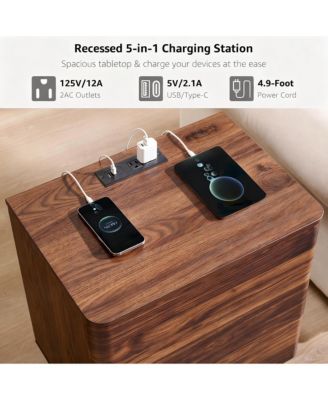 Modern Nightstand with 3 Drawers & Charging Station