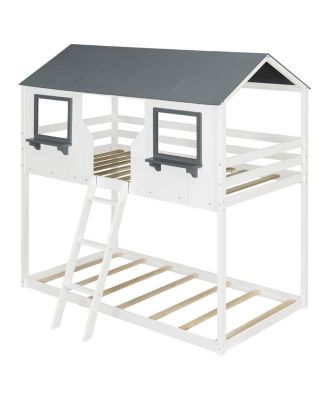 Streamdale Wood Bunk Bed with Roof & Ladder