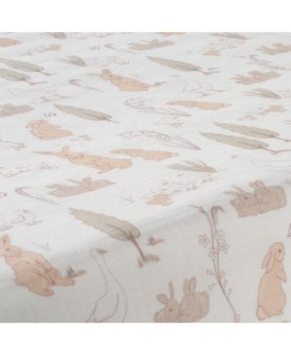 Baby Signature Bunny Hop Organic Cotton Muslin Fitted Crib Sheet