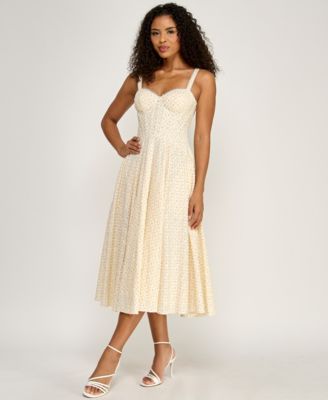 Juniors' Sweetheart Neck Clip Dot Midi Dress