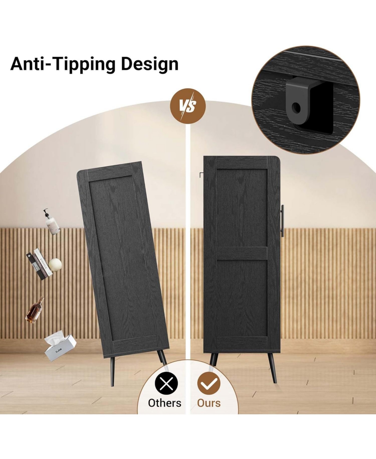 gaomon Oak Farmhouse Rattan Shoe Cabinet