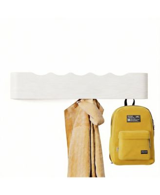 Solid Wood Wall Rack with Hooks for Coats, Hats, Bags, Towels - Decorative & Storage