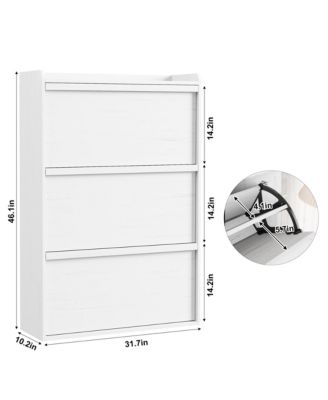 Freestanding Shoe Cabinet - 3 Flip Drawers + Drawer Adjustable Wooden Entryway Organizer