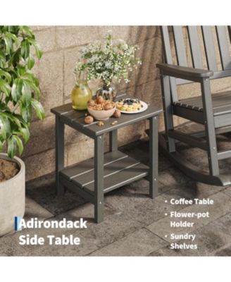 HDPE Rocking Chair Outdoor Set of 2 with Side Table - Poly High Back Porch Rocker Chairs for Adults - All Weather Resistant Furniture