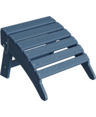 Folding Adirondack Ottoman - HDPE All-Weather Outdoor Footrest for Patio, Deck, Lawn, Poolside - Weather-Resistant