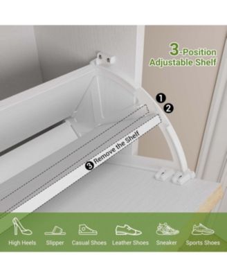 Entryway Freestanding Shoe Cabinet, 3 Flip Fluted Doors + 1 Drawer Shoe Organizer