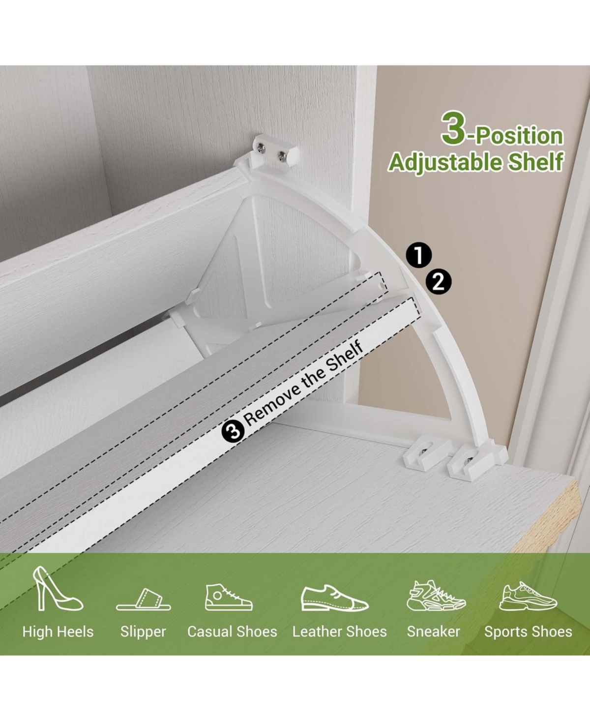 gaomon Entryway Freestanding Shoe Cabinet, 3 Flip Fluted Doors + 1 Drawer Shoe Organizer