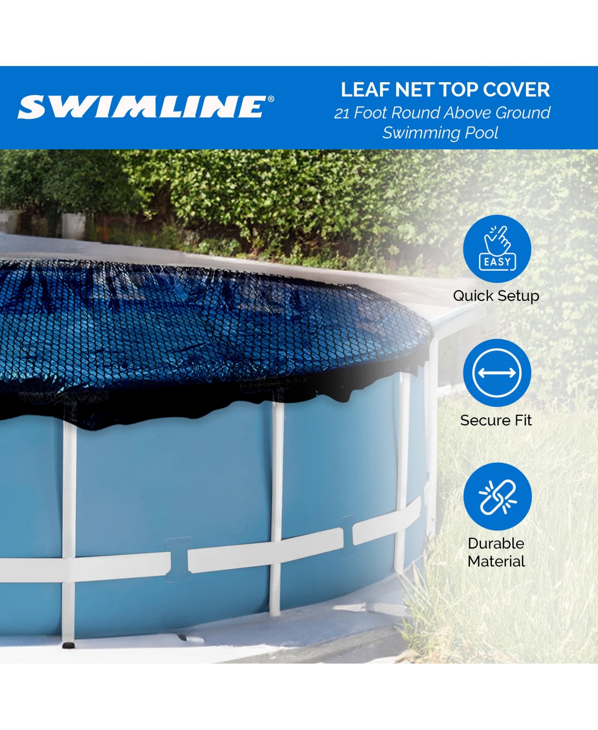Swimline 21 Foot Round Above Ground Swimming Pool Leaf Net Top Cover | CO921