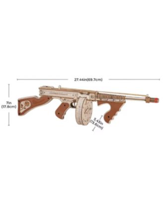 3D Wooden Puzzles for Adults 275pcs Submachine Shooter Rubber Bands Wood Crafts DIY Building Model Kits Assembly Puzzle Gifts for Adults