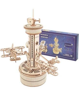 3D Wooden Puzzle Mechanical Music Box,DIY Aircraft Model Kits to Build,Best Toy Gift for Teens,Adults on Birthday,Decoration for Room