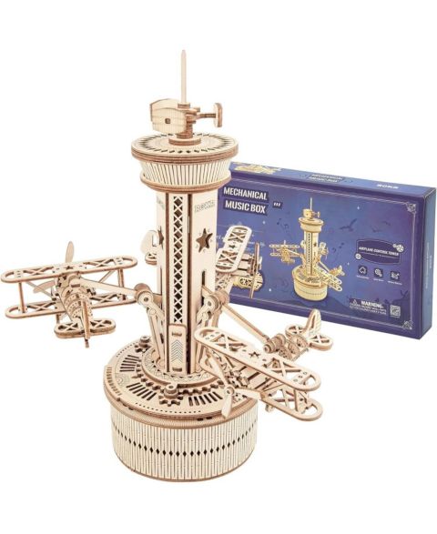 Детские конструкторы Robotime 3D Wooden Puzzle Mechanical Music Box, DIY Aircraft Model Kits to Build, Best Toy Gift for Teens, Adults on Birthday, Decoration for Room
