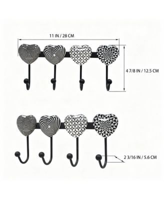 Wall Mounted Metal Coat Rack with 4 Hooks for Entryway, Bathroom, Kitchen