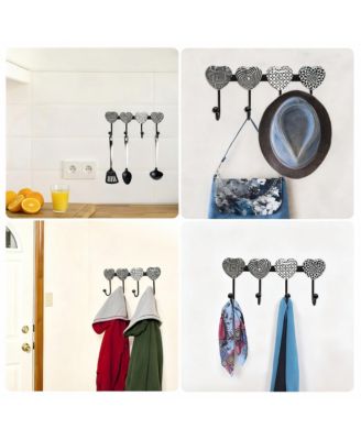 Wall Mounted Metal Coat Rack with 4 Hooks for Entryway, Bathroom, Kitchen