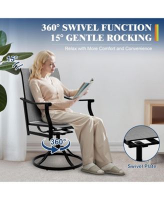 4PCS Outdoor Swivel Dining Chairs With Textilene Breathable Back