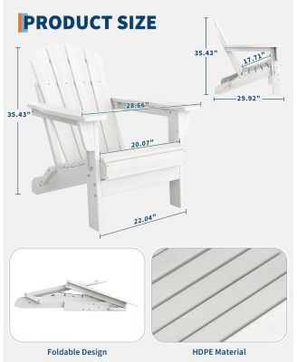 Folding Adirondack Chairs Set of 6, HDPE Plastic Outdoor Chairs with Wood Texture - 380 LBS & Weather Resistant for Fire Pit, Deck, Patio, Pool