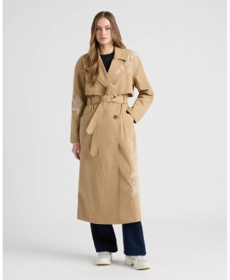 Women's Trench Coat with Embroideries