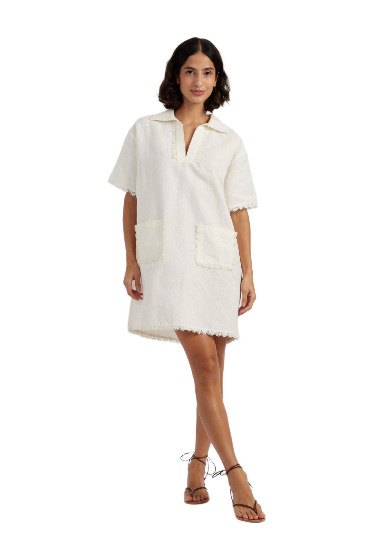 Women's Chinti and Parker Linen-Blend Scallop Tunic Dress