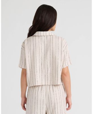 Women's Tie Front Sequins Camp Shirt