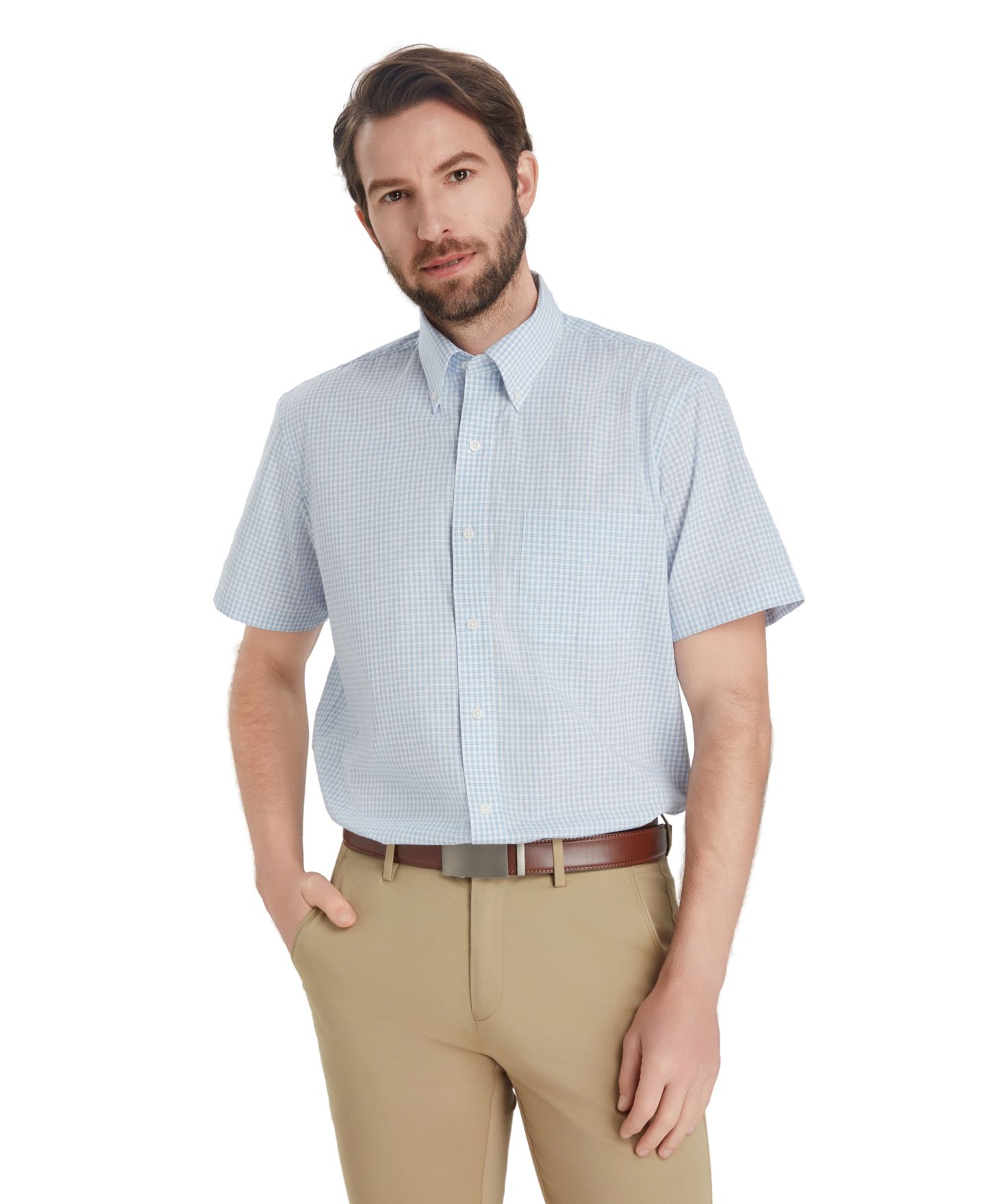 Мужская рубашка Club Room Plaid Regular Fit Dress Shirt, цвет: Синий комбинированный — фото 1