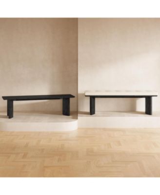 Solid Wood Bench with Removable Cushion, 55-Inch Modern Dining Bench for Entryway, Dining Room, Living Room, End of Bed