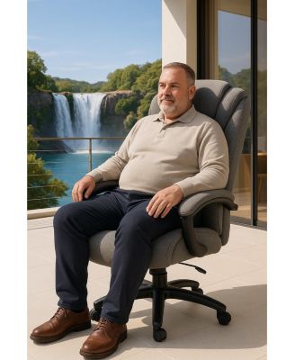 High Back Cotton Fabric Office Chair with Adjustable Height & Lumbar Support