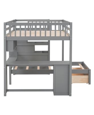 Full Over Twin Bunk Bed with Desk, Drawers and Shelves