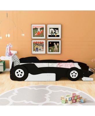  Twin Size Race Car-Shaped Platform Bed with Wheels