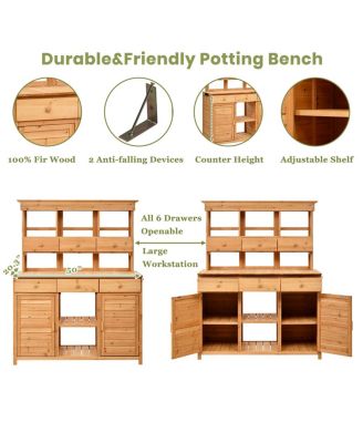65.7" Tall Garden Potting Bench with Hutch & Storage