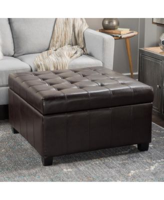 Upholstered Tufted PU Leather Storage Ottoman