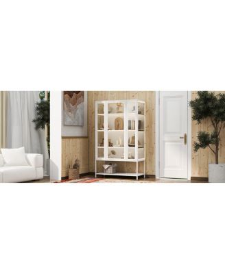 Iron Display Cabinet with Glass Door and LED Lights