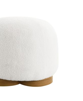 Fully Assembled Round Soft Teddy Fabric Upholstered Ottoman Footstool