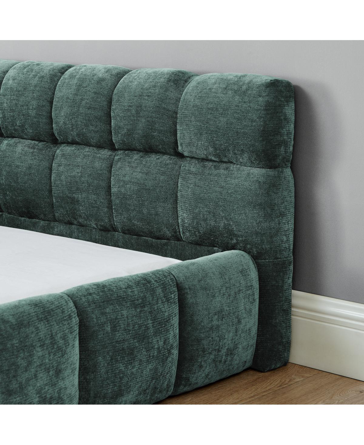 Streamdale Furniture King Upholstered Bed Frame with Chenille Fabric, No Box Spring Needed