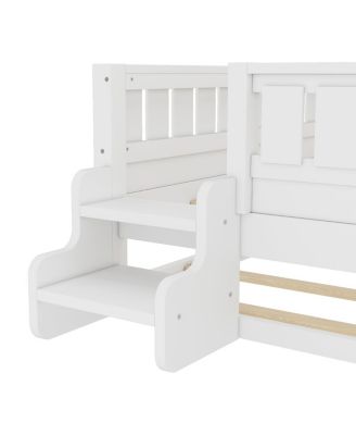 79 inches Twin Bed with Bookshelves, Staircase, Trundle