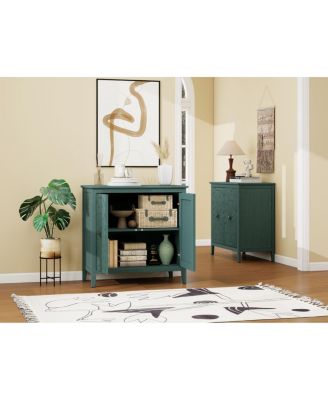 Vintage Sideboard Cabinet, Hand-Painted Green, Hidden Storage, Easy Clean Base