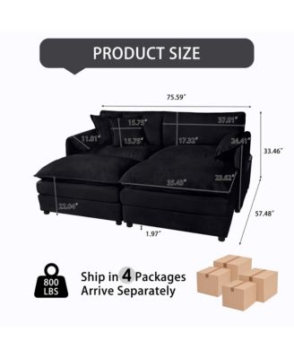 4 Piece Fabric Deep Seat Modular Sectional Sofa Set