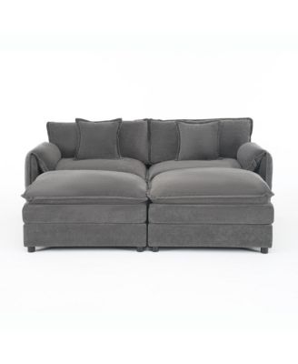 4 Piece Fabric Deep Seat Modular Sectional Sofa Set