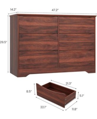 Wooden 6-Drawer Dresser, Tall Modern Storage Chest with Wide Top for Bedroom, Living Room, Hallway, Kids Room