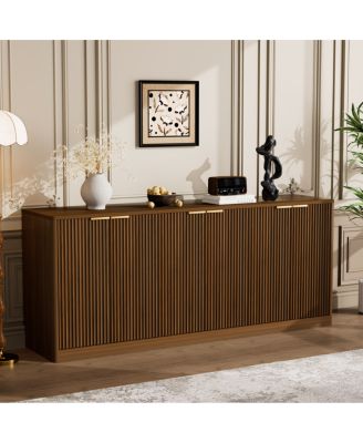 67-inch Modern Wavy Sideboard Walnut Storage Cabinet