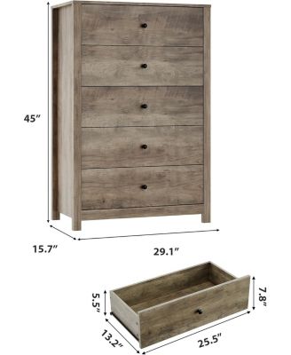 5 Drawer Dresser for Bedroom – Modern Simply Chest of Drawers, Wood Storage Dresser with Deep Drawers for Living Room, Hallway, Entryway
