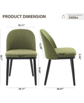 Upholstered Dining Chairs Set of 2, Modern Fabric Dinner Chairs with Wood Legs, Large Dining Room Kitchen Chairs