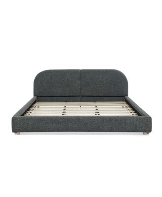 King Size Upholstered Bed Frame, Modern Minimalist Curved Headboard