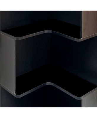 Corner Book Shelf - 5 Tier L Shaped Display Shelf Stand with LED Lights