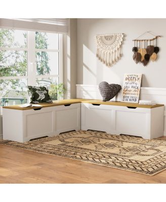 L-Shaped Modular Storage Bench with Cushion