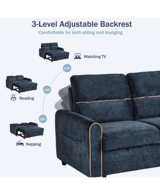 Streamdale Chenille Pull Out Sofa Bed, 58-inch Sleeper Loveseat with Adjustable Backrest