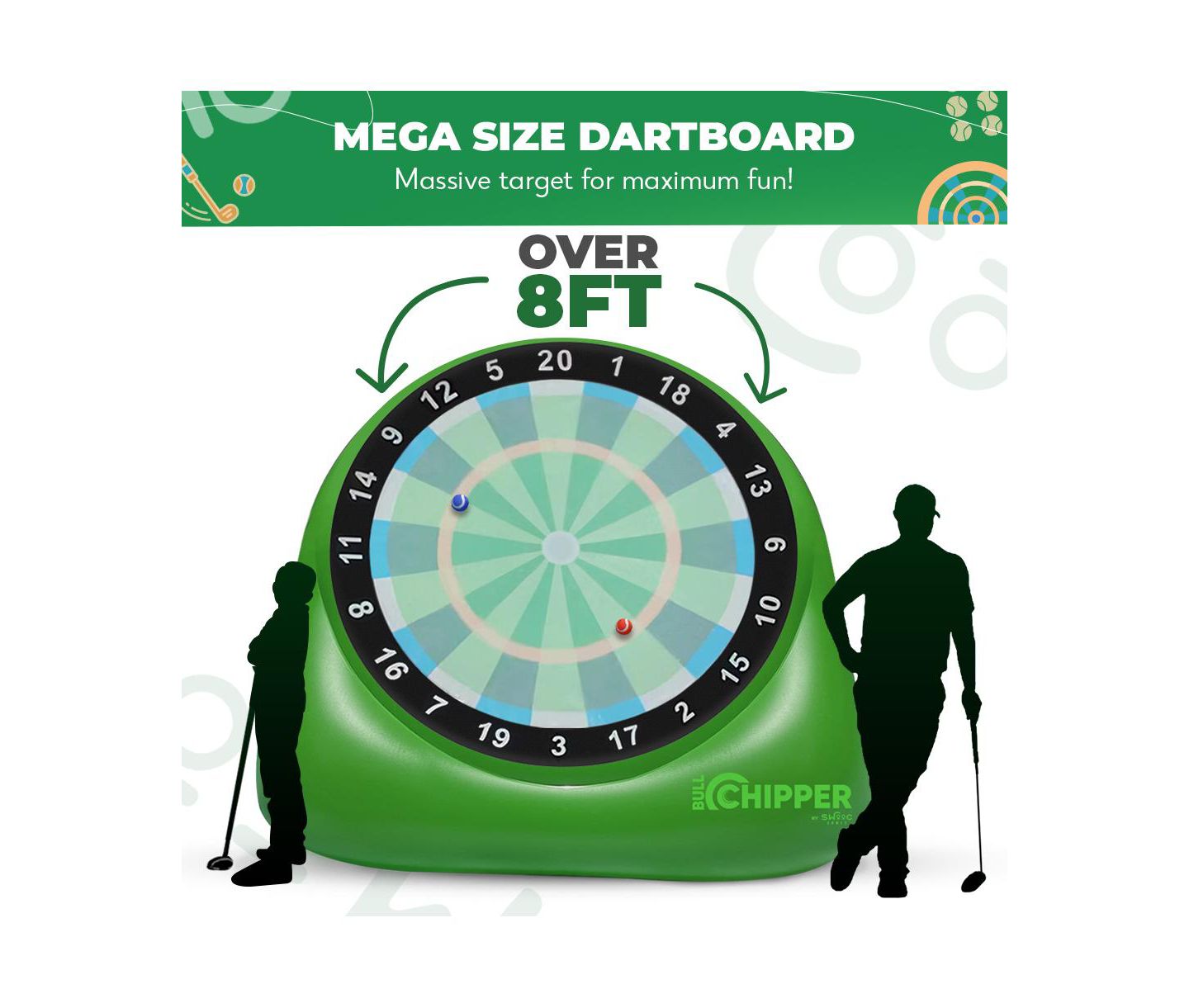 Детская игрушка SWOOC Xl Bull Chipper Giant Golf-and-Darts Game with 10+ Games, For 2-8 Players, Ages 5 & Up, цвет: Зелёный — фото 4