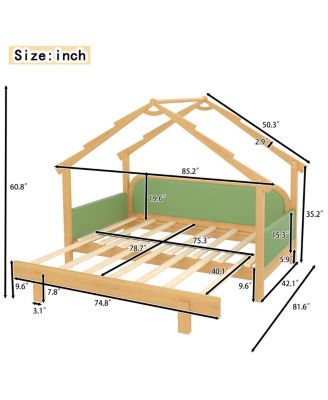 Twin Size Wood Treehouse Bed with Soft Cushion Rails