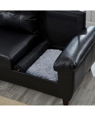 28 inches Modern 2-Piece Faux Leather Sofa with Storage