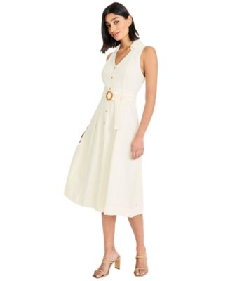 Women's V-Neck Collared Midi Dress